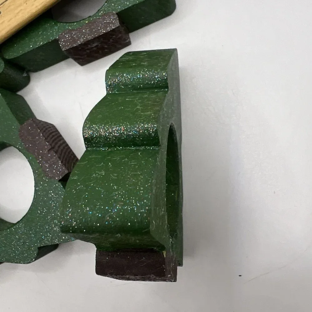 Hand‎ Painted Wooden Christmas Tree Holiday Napkin Rings Set/7
